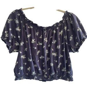 New Lucky Brand Floral Cropped Peasant Cottage Core Top Shirt Women’s Sz Small
